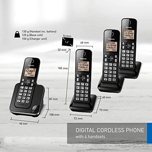 Panasonic DECT 6.0 Expandable Cordless Phone with Call Block - 4 Cordless Handsets - KX-TGC384CB (Black) — view 2