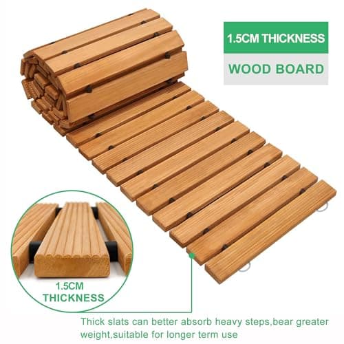 RELIANCER 8' Wooden Garden Pathway,Outdoor Roll Out Cedar Straight Walkway,Patio Path Decorative Garden Boardwalk Walkways,Weather-Resistant Roll Up Beach Wood Road Floor,Wedding Party Pathways — view 2