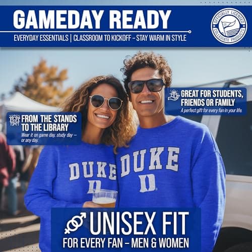 Duke Sweatshirt Fleece Crewneck for Men and Women - Royal Heather, Small — view 3