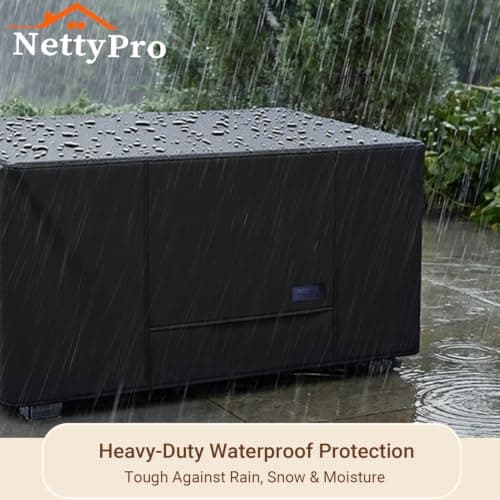 NettyPro Fire Pit Cover Rectangular Waterproof Outdoor Firepit Cover for Gas Propane Fire Pit Table Rectangle, 58 x 30 x 24 inch, Black — view 4