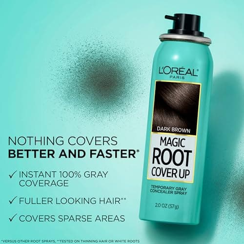 L'Oreal Paris Magic Root Cover Up Gray Hair Spray, 100% Gray Hair Coverage with Buildable, Lightweight, Transfer-Resistant, and Temporary Formula, Ammonia-Free, Dark Blonde, 2 oz (1 Count)
