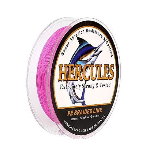 HERCULES Super Strong 300M 328 Yards Braided Fishing Line 30 LB Test for Saltwater Freshwater PE Braid Fish Lines 4 Strands - Pink, 30LB (13.6KG), 0.28MM