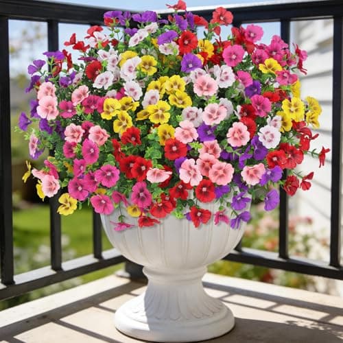 Ouddy Decor 24 Bundles Artificial Flowers for Outdoors, Fake Silk Flowers UV Resistant Faux Plastic Plants for Planters Vase Table Porch Patio Garden Spring Summer Indoor Outdoor Home Decor, Mixed — view 2