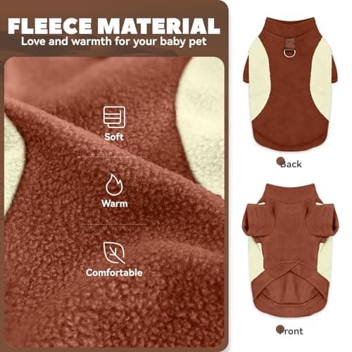 SEHFKKD Small Fleece Dog Sweater with Leash Ring Soft Warm Fall Winter Dog Clothes Cute Cat Apparel Puppy Sweaters Classic Pullover Doggy Sweatshirts Chihuahua Costumes Cat Outfits(Brown,M) — view 6