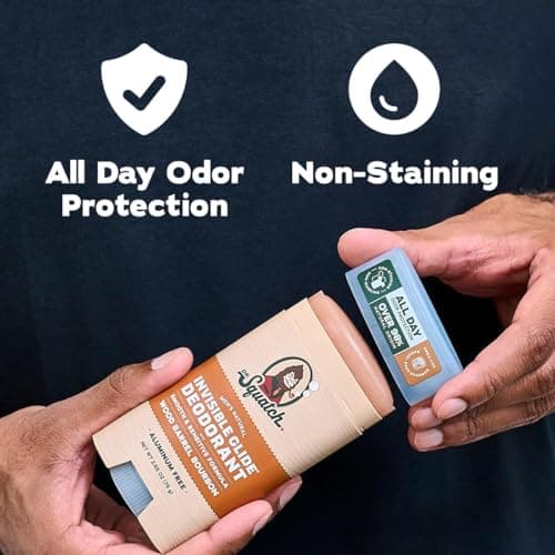 Dr. Squatch Invisible Glide Natural Men’s Deodorant – Smooth Glide, No Stains – Aluminum Free Deodorant Men – Safe for Sensitive Skin – Wood Barrel Bourbon + Rainforest Rapids, 2.65oz (2-Pack) — view 3