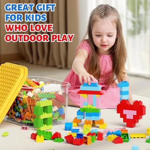 150 Pieces Classic Big Building Blocks with Storage Box, Large Toddler Blocks, Compatible with Most Major Brands, STEM Toy Gift Big Bricks, Building Blocks for Toddlers 3-5, Kids Blocks for All Ages — view 3