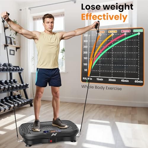 AXV Vibration Plate Fitness Platform Exercise Machine Vibrating Shaking Full Body Shaker Workout Vibrate Stand Shake Board Sport for Weight Loss Fat Burner for Gym Home Office — view 3