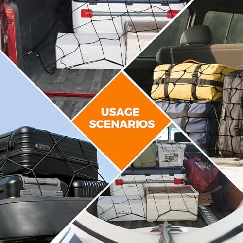 Autofonder Cargo Net 4’x6’ Truck Bed Bungee Mesh 12 Carabiners — view 5