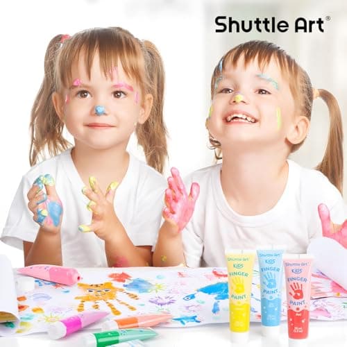 Shuttle Art Washable Finger Paint for Toddlers, 15 Vibrant Colors (1.2 fl oz) Toddler Paint, Non-Toxic Finger Painting for Toddlers 1-3, Kids Arts and Crafts — view 4