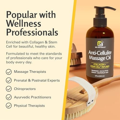 Firming Body Massage Oil with Collagen & Stem Cell – Helps Smooth the Appearance of Cellulite & Improve Skin Texture – Refreshing Aromatherapy Body Oil for Legs & Full Body – 8 Fl Oz by M3 — view 7