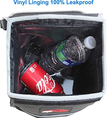 EPAuto Waterproof Car Trash Can with Lid and Storage Pockets, Black — view 5