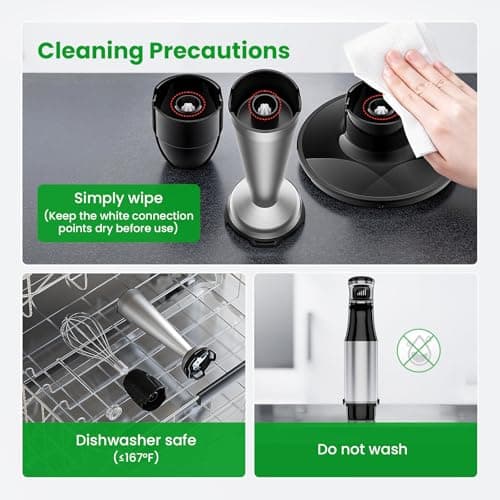 Turelar Immersion Blender Handheld Corded Hand Blenders Set 1100W, Trigger Variable Speed 5 in 1 Stick Emulsifier with Chopper, Whisk and Frother for Soup, Baby Food and Smoothies,Black — view 4