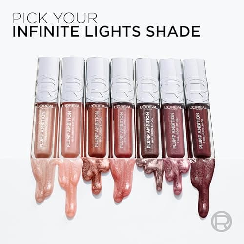 L'Oreal Paris Plump Ambition Hyaluron Lip Oil Shimmer, 24 HR Lip Gloss with Hyaluronic Acid, Volumizing Formula with Glass-Like Shine, Mauve Lights, 0.16 fl oz — view 4