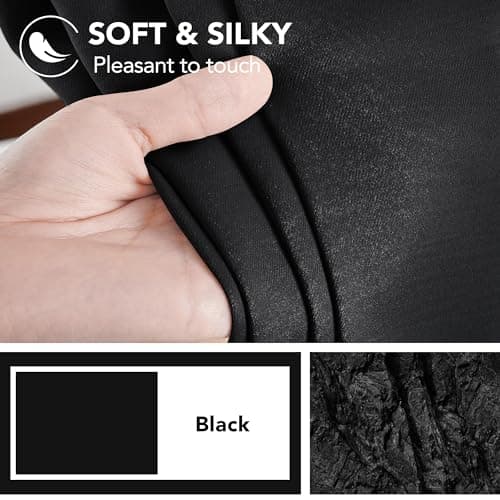 Deconovo Blackout Curtains 84 Inch Long 2 Panels, OEKO-TEX Certified Back Tab and Rod Pocket Thermal Black Out Curtains, Room Darkening Window Curtains for Living Room Bedroom, Black, 52Wx84L — view 6