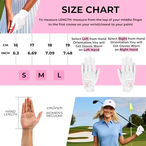 AIGEVTURE Womens Golf Gloves Left Hand Ladies Golf Gloves Breathable Yoga Mesh Back for Fashion Conscious Golfers Hot Pink M — view 4