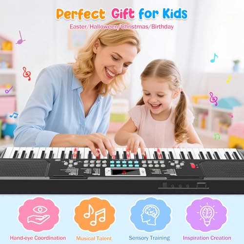 61 Keys Kid Piano Keyboard with Light-up Keys Teaching Mode Dual Speaker — view 5