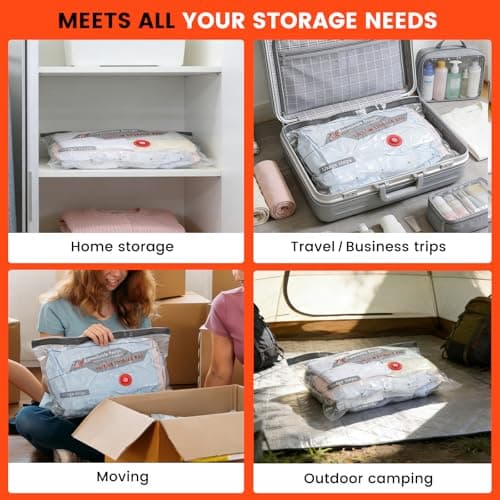 Travel Vacuum Bags with Rechargeable Air Pump,12 Pack Reusable Space Saver Bags – Compression Packing Bags for Suitcase, LuggageBlankets, Clothing,Comforters and Pillows — view 5