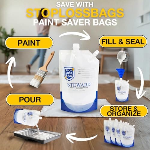 StopLossBags 8 Reusable Paint Storage Bags – Airtight Paint Saver Pouches with Funnel & Clip for Easy Pouring, Mixing & Dispensing – Durable Solution for DIY & Pro Painters. 8-Pack, 1 Liter Each — view 3