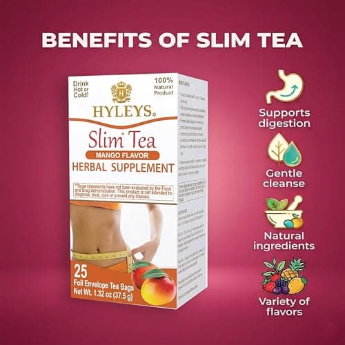 Hyleys Slim Tea, Mango, Herbal Supplement for Weight Loss, 25 Tea Bags — view 3