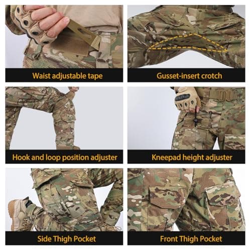 IDOGEAR G3 Combat Pants with Knee Pads camo Pants for Men Outdoor Airsoft Paintball Outdoor Camo Tactical Trousers (camo,36W x 33L) — view 4