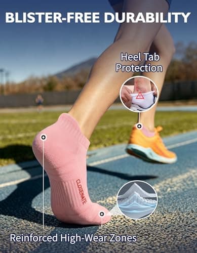 CLOSEMATE Athletic Running Ankle Socks for Men & Women Cushioned Breathable Low Cut Tab Socks with Arch Support 6 Pairs(2BlushPink 2Lavender 2MintGreen,M) — view 5