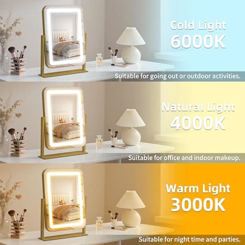 Shinerva 13.1"×16.7" Vanity Mirror with Lights, LED Makeup Mirror — view 2