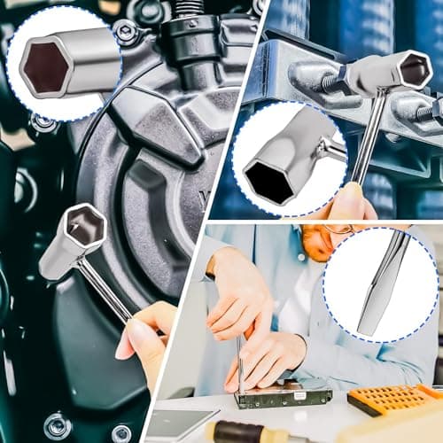 MotBach 4 Pack Chainsaw Scrench Replacement Tools, Screwdriver Chainsaw Wrench Tool Accessories Set, 13 by 19 mm Alloy Steel T Wrench Spanner Combination Tool, Long and Short Size — view 4