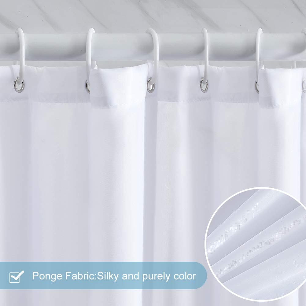 Cortinas Baño Blanca Antimoho Antibacteriano Impermeable Poliester Tela Lisa Lavable, con 12 Ganchos Plásticos, 180x200 Cortina. — view 2