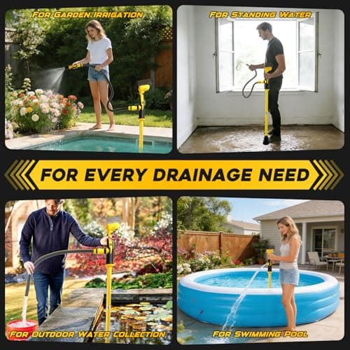 Cordless Stick Water Transfer Pump Compatible with Dewalt 20V Battery (Battery not Included), 1400GPH Portable Electric Sump Pump, 10FT Lift for Pool Draining Boat Bilge Garden Rain Barrel Basement — view 3