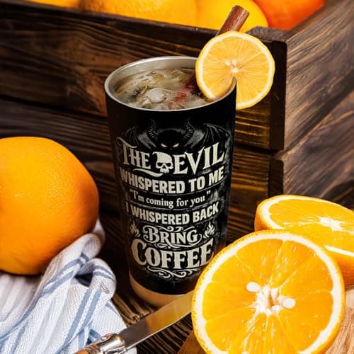 20oz Skull Devil Tumbler, Reaper Skull, Goth, Gothic Gifts, Gaming, Gamer Gifts, Coffee Tumbler for Men, Stainless Steel Double Wall Vacuum Insulated Coffee Mug, Travel Cup with Lid — view 2