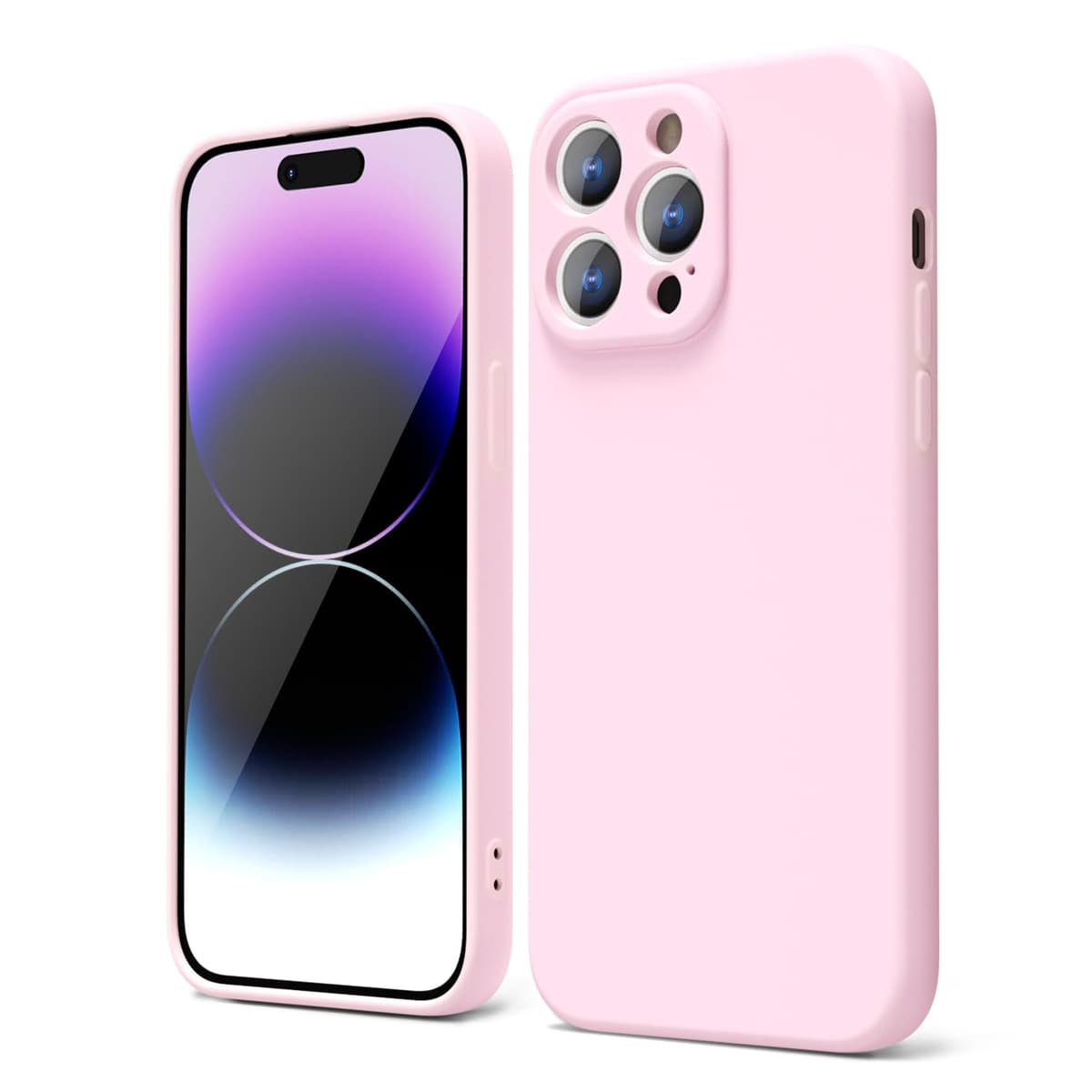 oakxco for iPhone 17 Pro Max Phone Case Liquid Silicone, Cute Thin Slim Grip Soft Rubber Gel for Women Men, Smooth Matte TPU Plain Solid Color Girly Simple Case with Camera Cover, Light Pink — view 1989