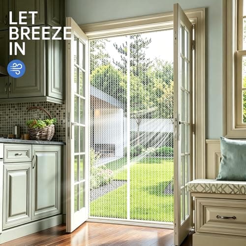 White Magnetic Screen Door Fits Door Size 32x80in Screen Size 34x82in Heavy Duty Mesh Full Frame With Magic Tape — view 5