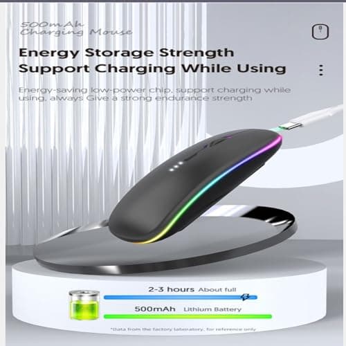 Guiheng Wireless Bluetooth Mouse,LED Dual Mode Rechargeable Silent Slim Laptop Mouse,Portable(BT5.2+USB Receiver) Dual Mode Computer Mice,for Laptop,Desktop Computer,ipad Tablet,Phone,TV (Grey) — view 4