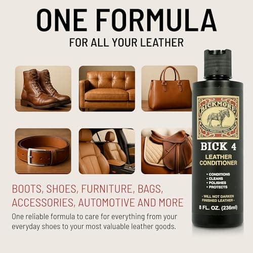 Bick 4 Leather Conditioner & Cleaner, Won't Darken Boots, Couch, Bags 8 oz
