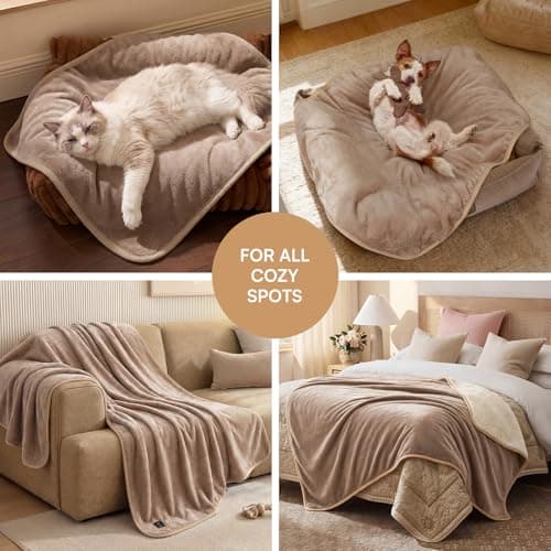 Luciphia Waterproof Pet Blanket, Washable Reversible Sherpa Fleece Throw — view 4