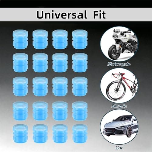 20 Pcs Glow in The Dark Tire Valve Caps Fluorescent Tire Valve Stem Caps, Cool Car Present for Universal Decoration Accessories for Car SUV Bicycle Motorcycles Trucks (Blue) — view 5