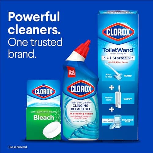 Clorox Toilet Bowl Cleaner Clinging Bleach Gel, Kills 99.9% of Bacteria and Viruses, Ocean Mist, 24 Fl Oz, Pack of 2 — view 8