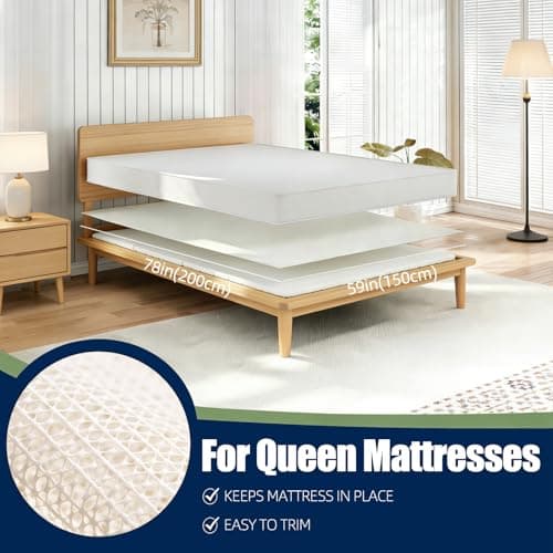 Non Slip Mattress Gripper, Anti-Slip Pad Prevents Mattress Sliding & Holds Bed in Place, Easy Trim Gripper Pads for Sofa, Couch, Chair Cushions, Stops Mattress Topper from Slipping (Queen (59" x 78")) — view 3