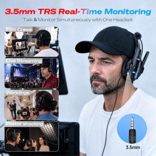SYNCO XTALK XMAX5 Wireless Intercom Headset System, 5-Person Dual-Ear 2.4GHz Full Duplex Communication Headset 500m Range Call & Music Control 24H Battery for Film Shoots Teamwork Sports Events — view 3