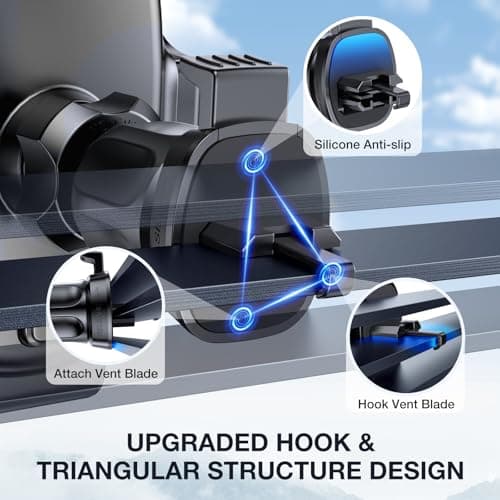 Miracase Phone Holder for Car Vent【2026 Wider Clamp & Metal Hook】 Car Phone Holder Mount for Vent Clip Hand Free Cell Phone Car Mount for iPhone 17 Pro Max 16 15 14 13 12 Samsung S25 Car Accesorries — view 2