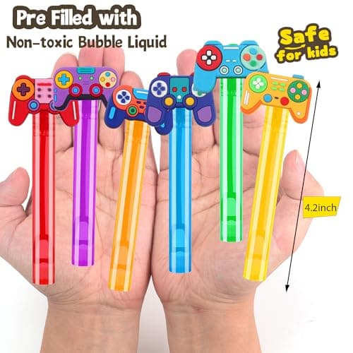 24Pcs Video Game Bubble Wands for Kids Party Favors Supplies Decorations, Pinata Goodie Bag Stuffers & Classroom Prizes Valentines Easter Halloween Christmas Stuffers — view 3