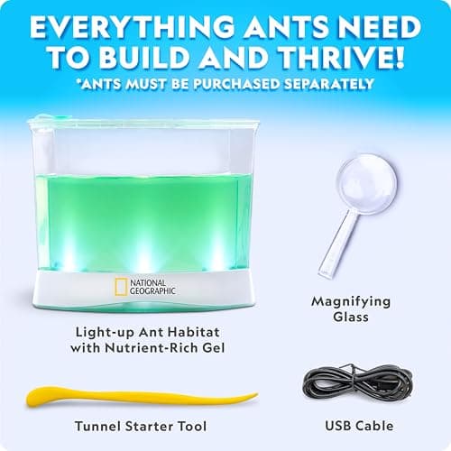 National Geographic Ant Habitat Kit - Light-Up Ant Terrarium with Built-in Magnifiers, Tunnel Starter Tool & More, Ant Activities for Kids, Ant Home, Ant Colony, Ant Habitat, Ant House for Kids — view 4