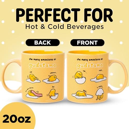 Silver Buffalo Sanrio The Many Emotions of Gudetama Lazy Egg Ceramic Mug, 20 Ounces