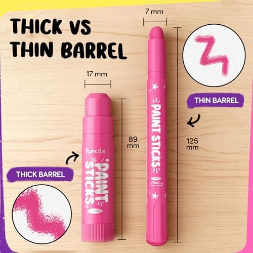 Funcils 24 Thin Tempera Paint Sticks for Kids Washable (Coloring Book incl) | Non-Toxic Markers for Toddlers 1-3 | Works on Paper, Canvas, Wood, Cardboard - Painting Crayons, Art and Craft Supplies — view 2