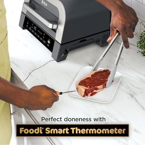 Ninja DG551 Foodi Smart XL 6-in-1 Indoor Grill with Air Fry, Roast, Bake, Broil, & Dehydrate, Foodi Smart Thermometer, 2nd Generation, Black/Silver — view 3
