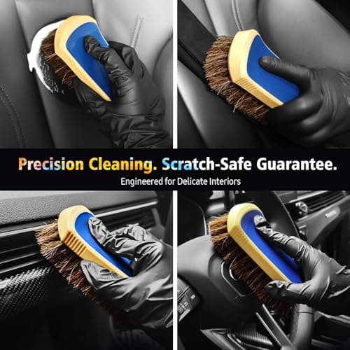 YeewayVeh Horse Hair Leather Cleaning Brush - Upgraded Long Bristle Car Leather Brush with 360° Soft Grip, for Car Interior Seats, Sofa, Upholstery & Furniture Care — view 4