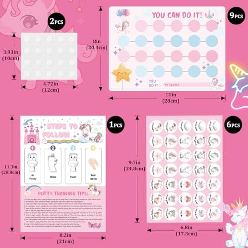 Unicorn Potty Training Chart for Toddler Girls - Potty Training Sticker Chart for Girls Potty with Sticker, Sticker Chart for Kids Potty Training Reward Chart, Kids Reward Chart