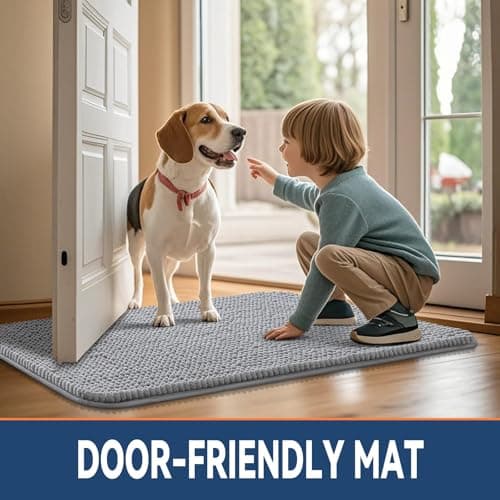 Smiry Dog Door Mat for Muddy Paws 24x16, Low-Profile Doormats, Absorbent Dirt Trapper Non-Slip Washable Front Door Rug for Entryway Indoor, Grey
