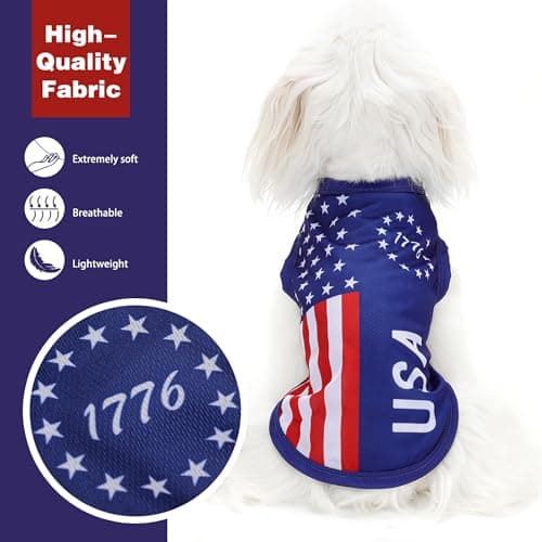 American Flag Inspired Dog Clothes: Ultra-Comfy Dog Shirt, Ideal Tank Materials for Cute, Stylish Look, Perfect for Everyday Wear & Independence Day Celebrations, Blue USA L — view 4