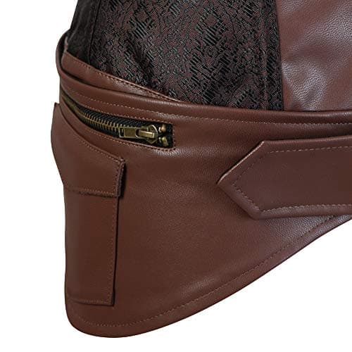 KSHUN Women's Luxury Punk Rock Leather Steampunk Corset Vintage Steampunk Gothic Bustier Corset (Brown,3X-Large) — view 5